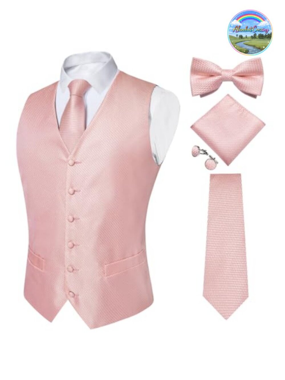 Mens 5pc Silk Vest Tie Bowtie Set Paisley Waistcoat Formal Wedding